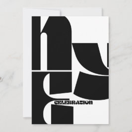 Convite Festa de Ano Novo do Retrô Preto e Branco