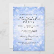 Festa de Ano Novo Elegante Azul de Inverno