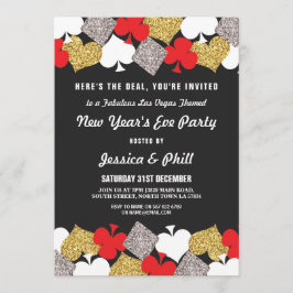 Convite Festa de Ano Novo Las Vegas Casino Glitter Convida