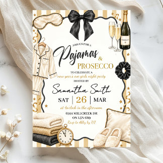Convite Festa de Ano Novo 'Pijamas & PROSECCO'