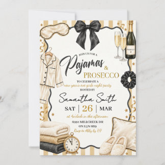 Convite Festa de Ano Novo 'Pijamas & PROSECCO'