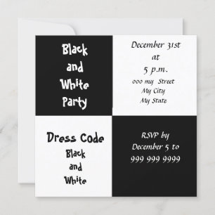 Convite Festa de Ano Novo Preto e Branco