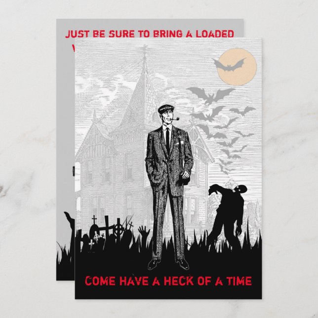 Convite Festa de Apocalypse do Zumbi do Dia das Bruxas (Frente/Verso)