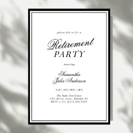 Convite Festa de Aposentadoria com Elegância Moderna em Le