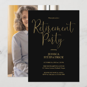 Convite Festa de Aposentadoria com Foto em Letra Cursiva P
