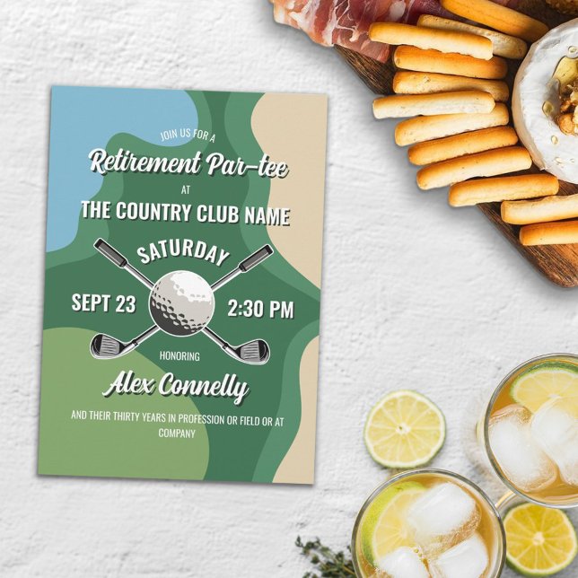 Convite Festa de Aposentadoria com Tema de Campo de Golfe  (Criador carregado)