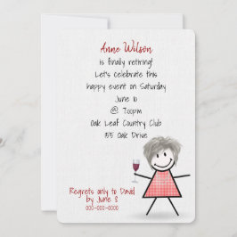 Convite Festa de aposentadoria com vinho