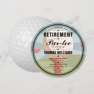 Convite Festa de Aposentadoria de Golfe com Estilo Redonda