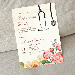 Convite Festa de Aposentadoria de Médico Enfermeira com Es
