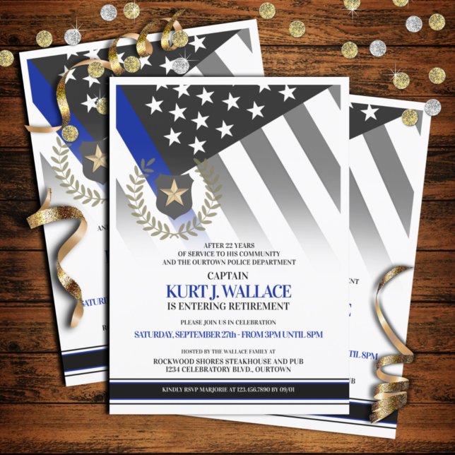 Convite Festa de Aposentadoria de Oficial de Polícia (Criador carregado)