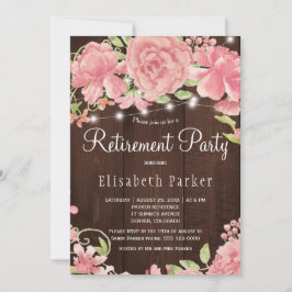 Convite Festa de aposentadoria de peonias de rosa de pince