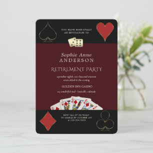 Convite Festa de Aposentadoria Deep Burgundy Casino Vegas