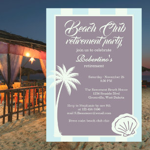 Convite Festa de Aposentadoria do Chic Coastal Stripe Beac