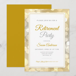 Convite Festa de Aposentadoria Elegante em Dourado