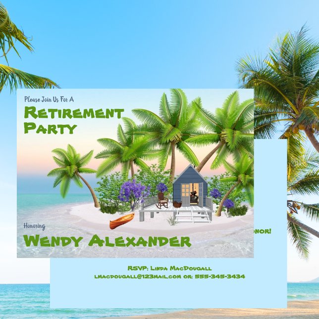 Convite Festa de aposentadoria - Férias divertidas (Retirement Party - Fun Vacation Invitation)