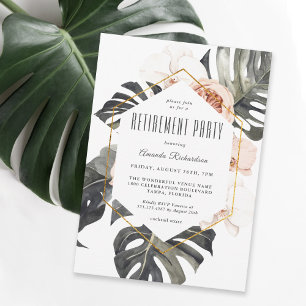 Convite Festa de Aposentadoria Floral Boho Tropical em Aqu