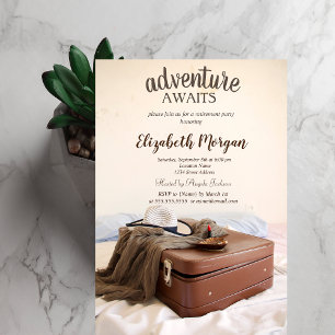 Convite Festa de Aposentadoria Mala Chapéu Batom