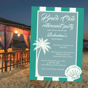 Convite Festa de Aposentadoria no Chic Coastal Stripe Beac