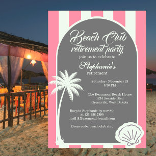 Convite Festa de Aposentadoria no Chic Coastal Stripe Beac