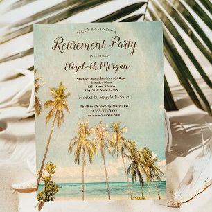 Convite Festa de Aposentadoria Retro Beach Palms