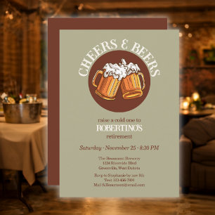 Convite Festa de Aposentadoria Retro Sage Cheers e Beers p