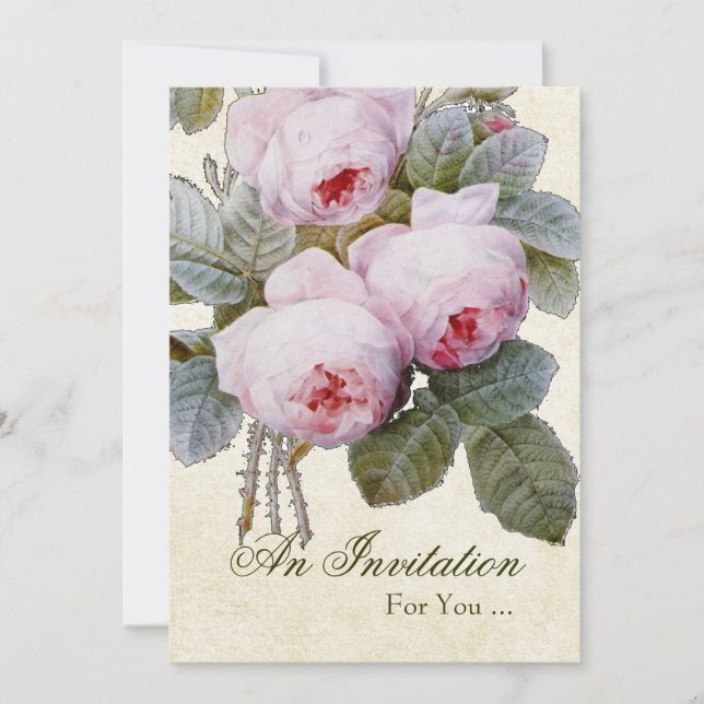 Convite Festa de Aposentadoria Rosa Inglesa Personalizada (Frente)