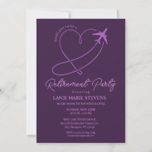 Festa de Aposentadoria Simples Coração Roxo