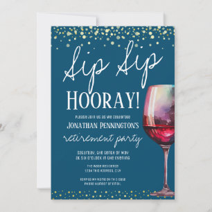 Convite Festa de Aposentadoria Sip Sip Hurra! Vinho Tinto