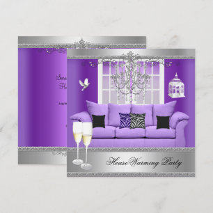 Convite Festa de Aquecimento Casa Champanhe Lustre Sofá