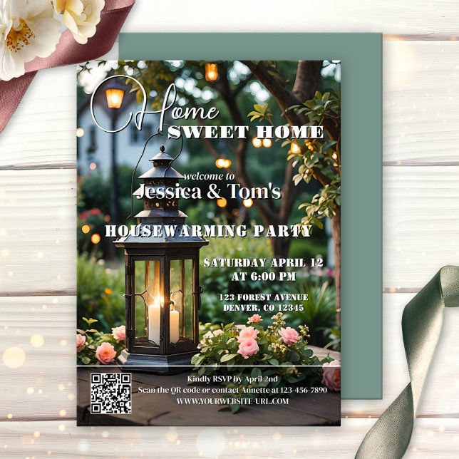 Convite Festa de Aquecimento da Casa da Capa da Revista (Housewarming party invitation in magazine cover style with your custom photo and a QR code template)