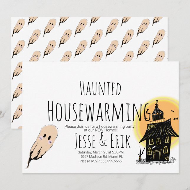Convite Festa de Aquecimento de Casa Assombrada Moderna (Frente/Verso)