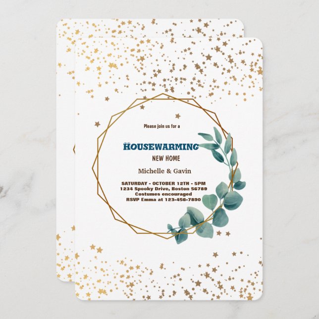 Convite Festa de aquecimento de casa moderna outono queda  (Frente/Verso)