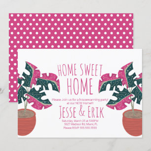 Convite Festa de Aquecimento de Casa Tropical de Monstera 