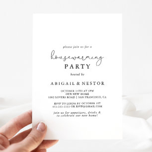 Convite Festa de Aquecimento Doméstico de Caligrafia Simp