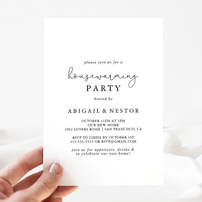 Convite Festa de Aquecimento Doméstico de Caligrafia Simpl (Criador carregado)