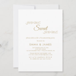 Convite Festa de Aquecimento Elegante Caligrafia a Ouro 