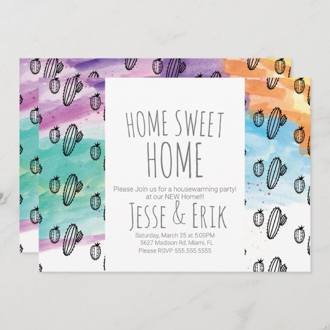 Convite Festa de Aquecimento Familiar das Plantas de Cactu (Frente/Verso)