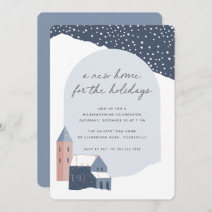 Convite Festa de Aquecimento Familiar de Snowy Village