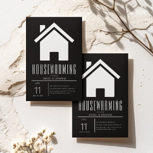 Convite Festa de Aquecimento Simples em Preto e Branco