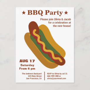 Convite Festa de Aquecimento Vintage BBQ Hot Dog