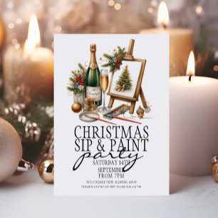 Convite Festa de Arte de Pintura e Sip de Champanhe de Nat