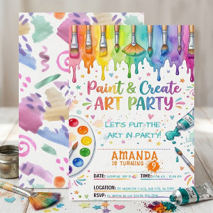 Convite Festa de Arte e Criação de Pintura aquarela de Ani