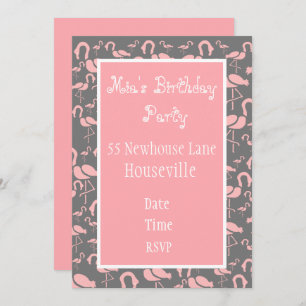 Convite Festa de Arte Flamingo, rosa-branca