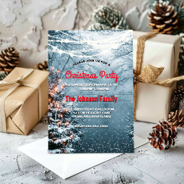 Convite Festa de árvore branca de Natal em floresta Chic