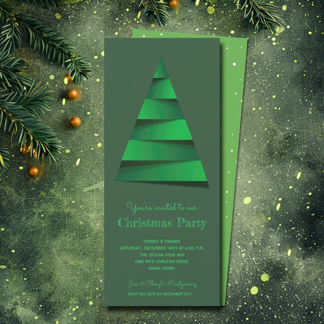 Convite Festa de Árvore de Natal Moderna (Modern Christmas Tree Party Invitations - PRINTED and/or INSTANT DOWNLOAD)