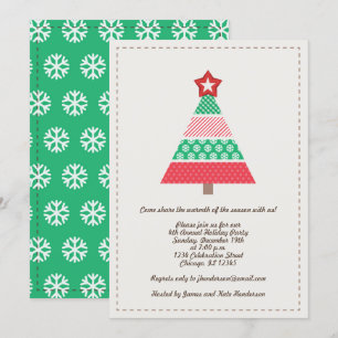 Convite Festa de Árvore de Natal Vermelha e Verde
