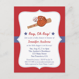 Convite Festa de baby shower do menino Estrela do Beisebol
