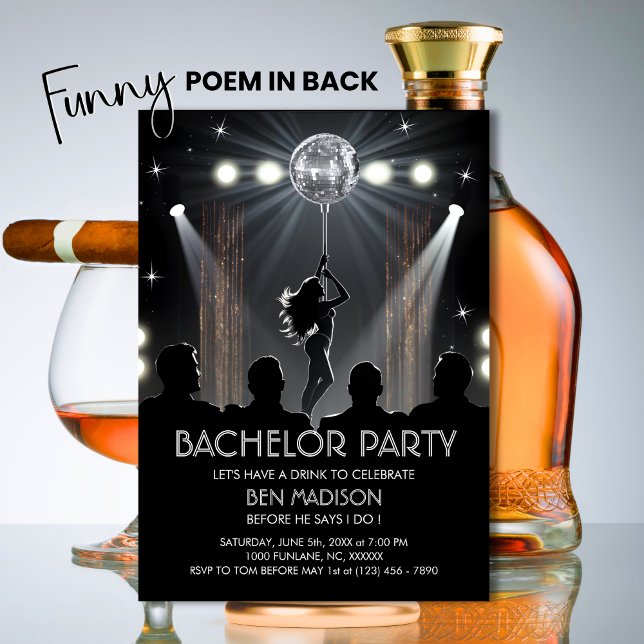 Convite FESTA DE BACHELOR - FELIZ PAPEL Clássico Stag Vega (BACHELOR PARTY - Funny Vegas Night Classy Funny POEM Invitation)
