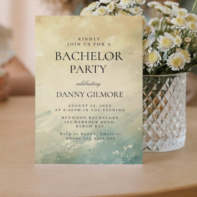 Convite Festa de Bachelor Simples e Elegante (Criador carregado)