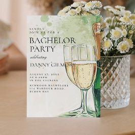 Convite Festa de Bachelor Simples e Elegante